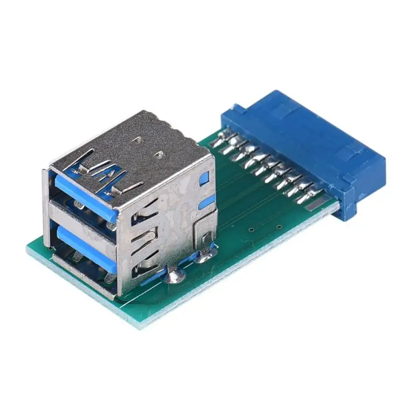 

Hot Selling Motherboard 19Pin Header To 2 Ports USB 3.0 Type A Female Port HUB Adapter Card USB Cable Connector Dec27
