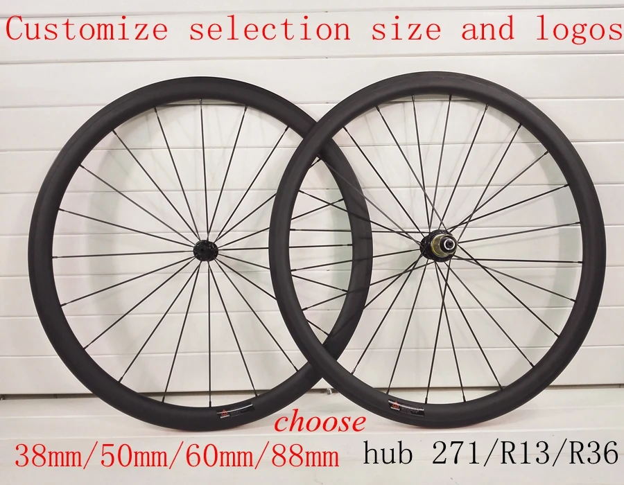 

T1000 UD carbon fiber 700C 38mm or 50mm/60mm/88mm depth carbon road wheels racking bike wheelset bicycle taiwan eisen factory