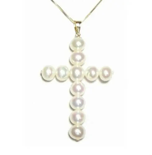 

2018 AAA++ 7-8MM SOUTH SEA WHITE CROSS PEARL 925silver PENDANT NECKLACE 18''