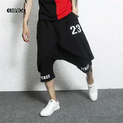 Мужская Высокая уличный стиль хип-хоп крест шорты 2 слоя сращивания печати Jogger штаны мужские повседневные шорты-шаровары короткие брюки