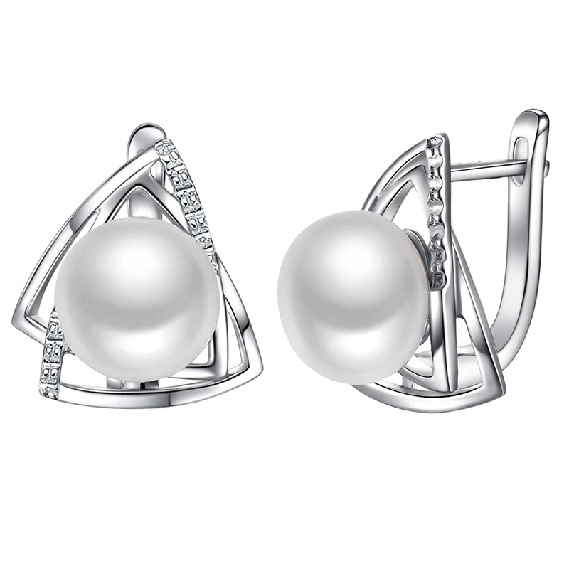 

Sinya Natural Freshwater Pearls Fine Jewelry 925 Sterling Silver Earrings for Women Lover Mum Fashion Gift