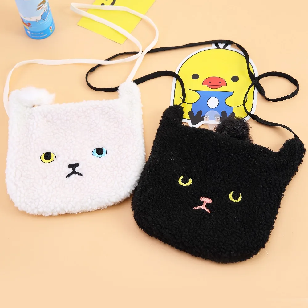 

Cute Cat Girls Crossbody Bags Plush Small Handbag Lovely Animal Shape Shoulder Bag Design Funny Children Purse Party Travel Bags