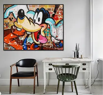

hand made graffiti pop art carton TINTIN alec monopoly on canvas good for home decoration
