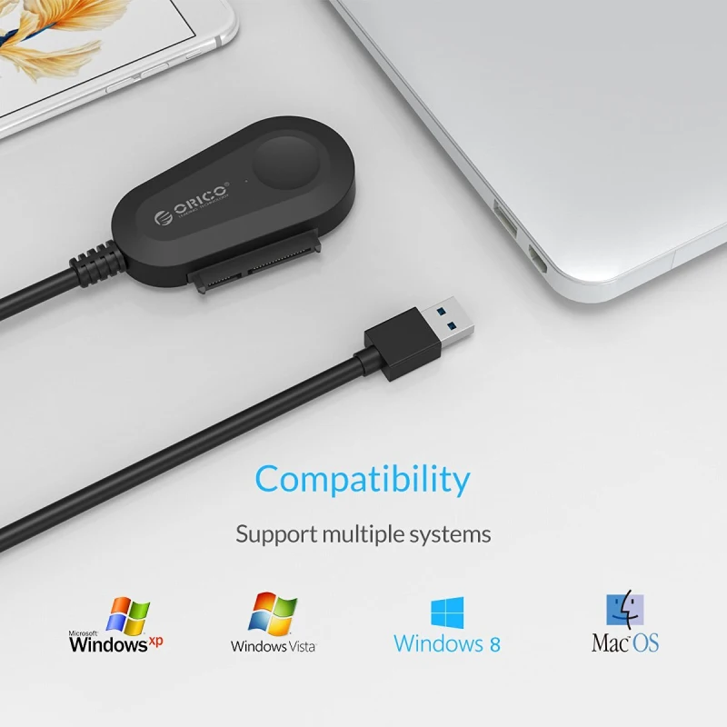 Кабель переходник ORICO с USB 3 0 на SATA для жесткого диска 2 5/3 5 дюйма HDD/SSD адаптером