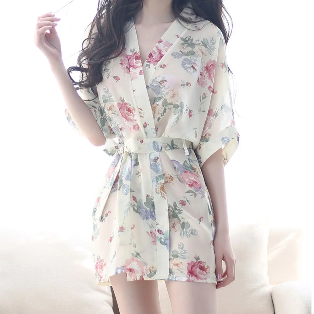 BOHOWAII, японское кимоно, стильное сексуальное платье в азиатском стиле, женское прозрачное шифоновое свободное кимоно с цветочным принтом, Mujer, Пляжное покрытие