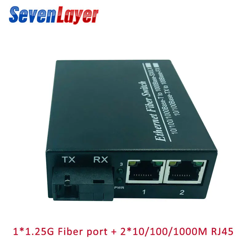 

Media Converter 1 SC 2 RJ45 UTP 10/100/1000M Fast Ethernet Switch Converter 20KM Ethernet Fiber Optical Single Mode fiber Port