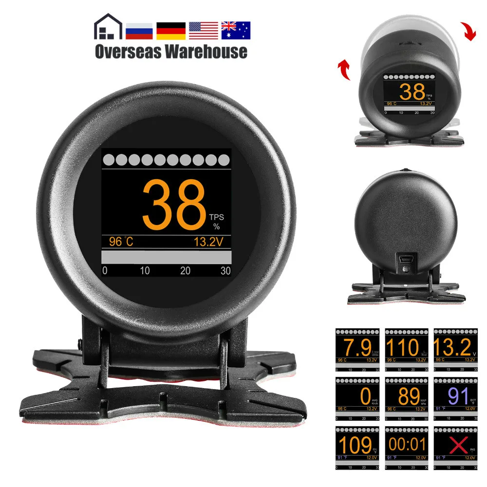 

MR CARTOOL X60 OBD 2 HUD Head Up Display Auto Temperature Digital Display for Voltage Speed Alarm Water