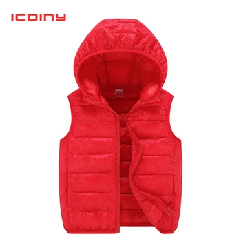 

Children's spring Winter Thin Vest For Boy Girls Hooded Solid Color Coat Baby Waistcoats Kids Outerwear Clothing For 2 -10 Years