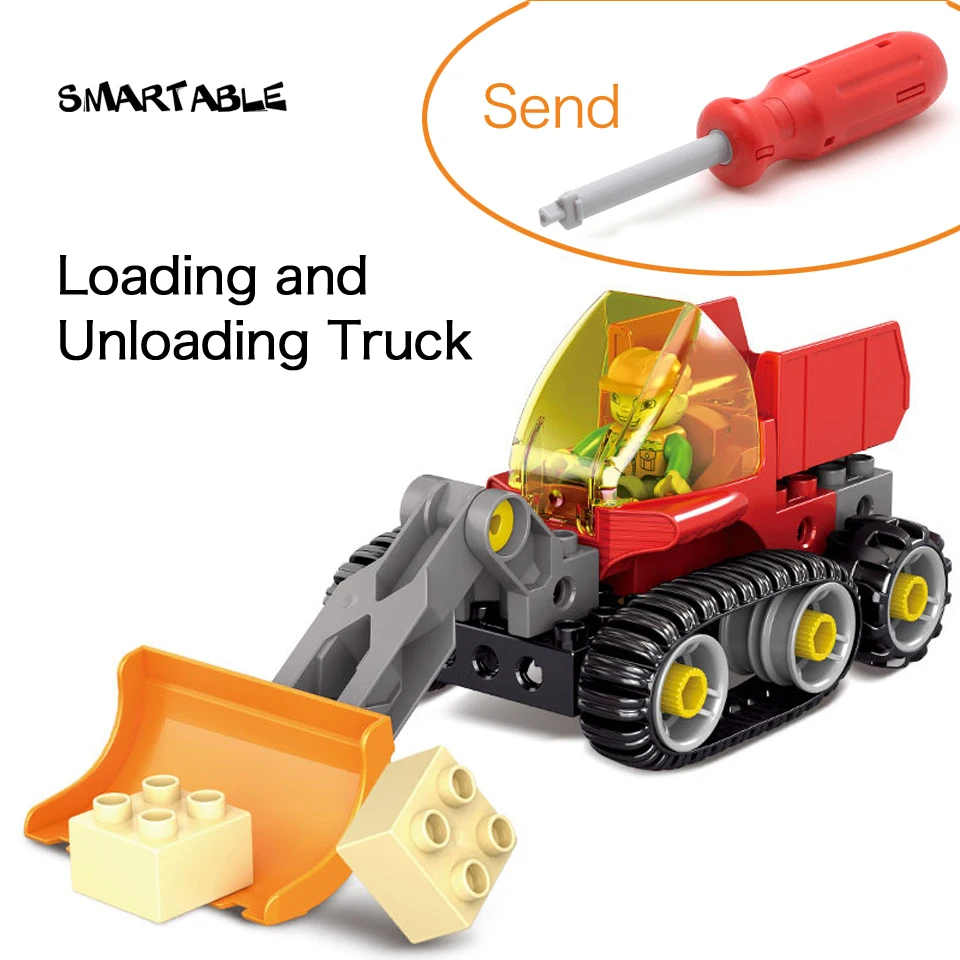 

Smartable Engineering Loading and Unloading Truck Big Building Blocks Toys Set For Child Educational Compatible Legoing Duplo
