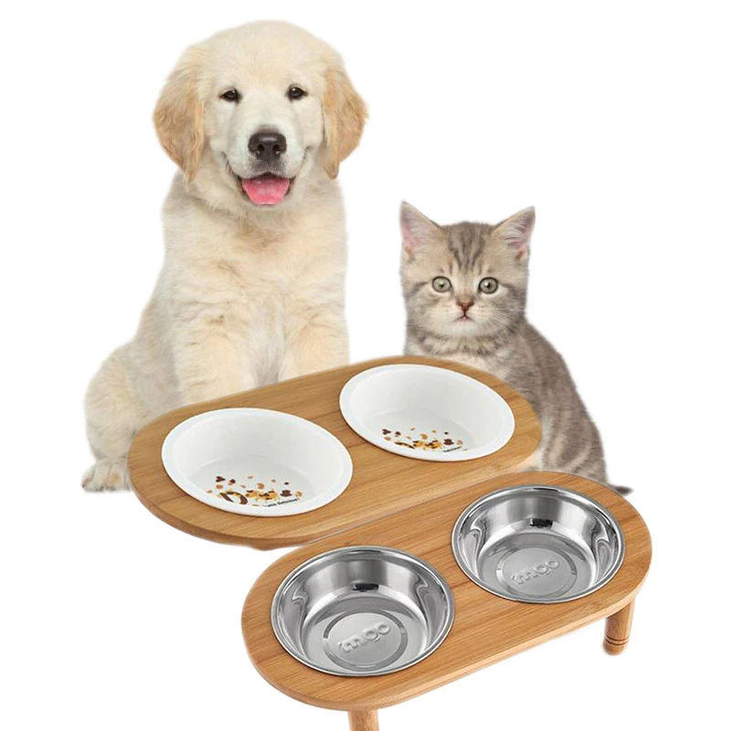 bamboo dog bowl stand