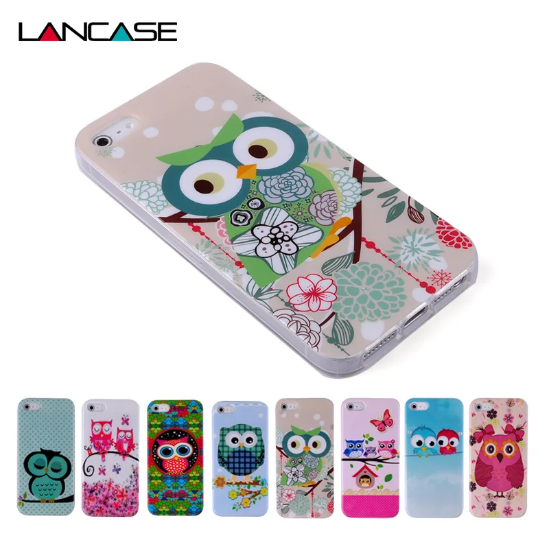 For iPhone 5S Case Cute Owls Soft TPU Gel Back Cover For Case iPhone 5S 5 SE 4S 6 6S Plus 6 Plus 7 7 Plus Mobile Phone Cases