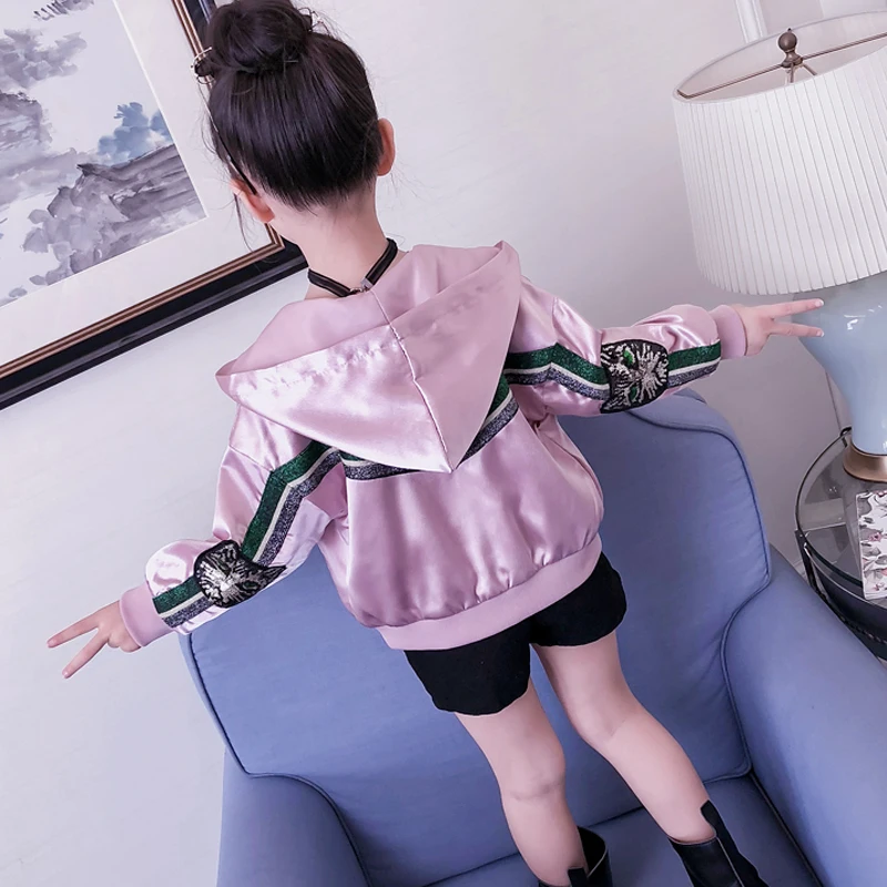 

Children long sleeve baby girl simple bomber jacket baseball zipper hoodie sportswear tops casual kid coat overcoat thin autumn