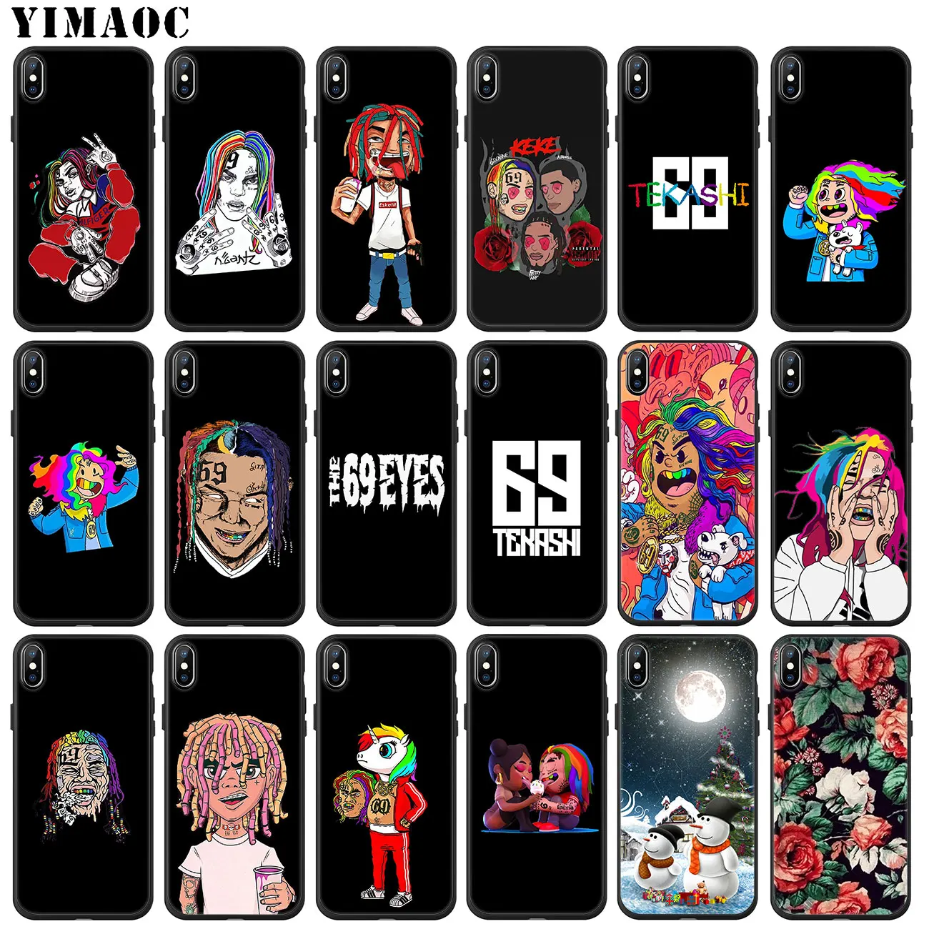 Tekashi69 Мягкий силиконовый чехол для iPhone XS Max XR X 6 s 7 8 Plus 5 5S SE 10 TPU черный чехол YIMAOC 6ix9ine Teka $ hi69