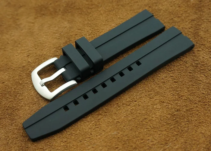 MAIKES Новые 24 мм Ремешки для наручных часов аксессуары силиконовый резиновый ремешок для часов черный браслет для спортивных часов