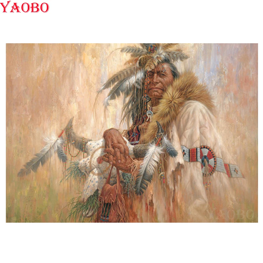 

5D DIY Diamond Painting Native American Indian man Full Square Mosaic Diamond Embroidery Home Picture Of Rhinestone Decoration
