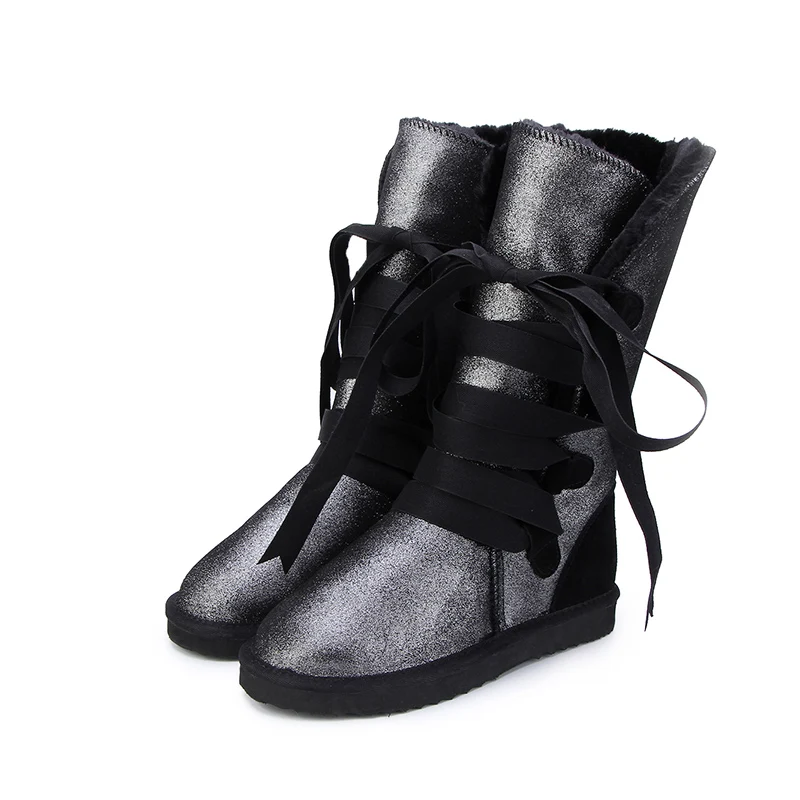 MBR FORCE/Новинка; высококачественные водонепроницаемые классические зимние ботинки; женские ботинки из натуральной кожи на меху; модные теплые зимние ботинки; американские размеры 3-13 - Цвет: Black