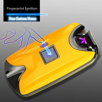 

USB Lighter Rechargeable Electronic Lighter Cigarette Fingerprint Plasma Lighter Dual Arc Cigar Palse Personal Signature Custom