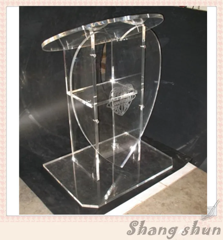 Modern Clear Acrylic Church Lectern Acrylic Heart Pulpit Heart Shape