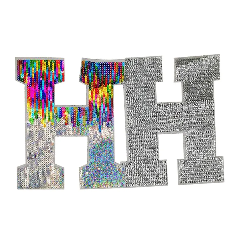 

Fashion letters patch 235mm Large H Logo suquins Diy women Embroidery patches for clothing applique Stickers Free Shipping
