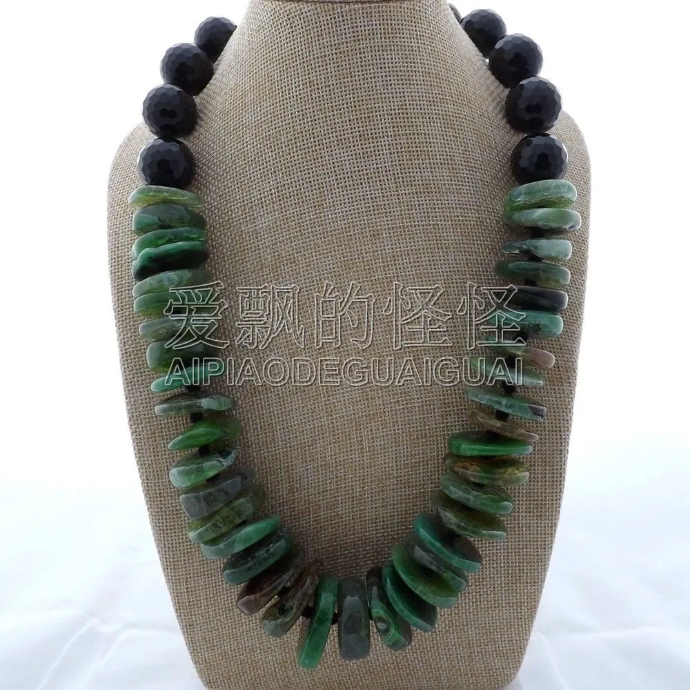 

N121006 23" 22mm Onyx Green Onyx Necklace