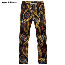 Китайский рисунок в национальном стиле Модные трендовые брюки до щиколотки Лето новое поступление качественные вискозные шаровары мужские M-6XL