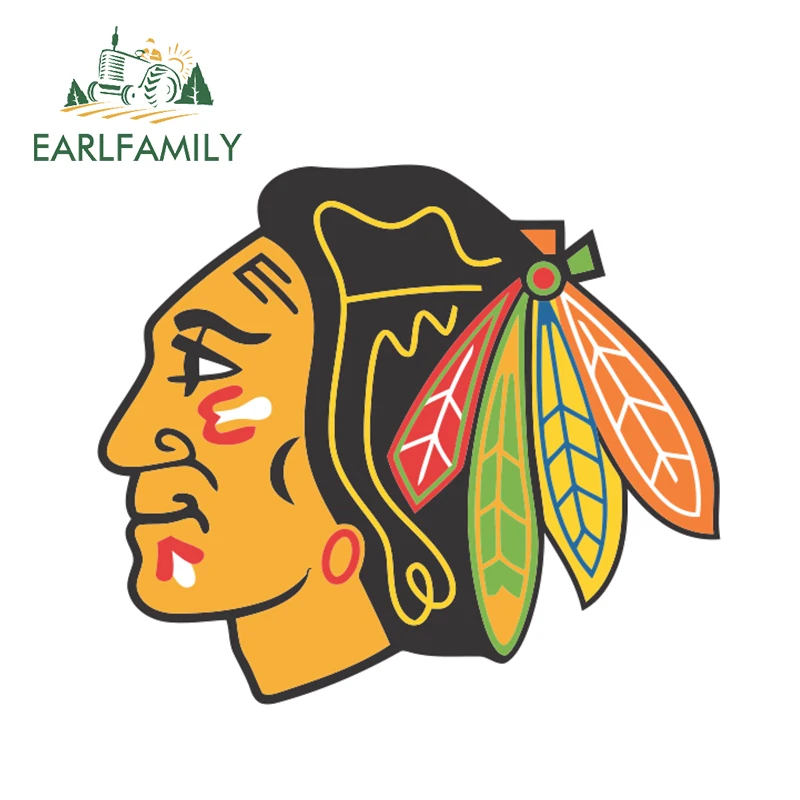 

EARLFAMILY 13cm x 11.4cm Chicago Blackhawk Vinyl Sticker Car Bumper Window Decal Reflective Car Stickers Waterproof Accessories