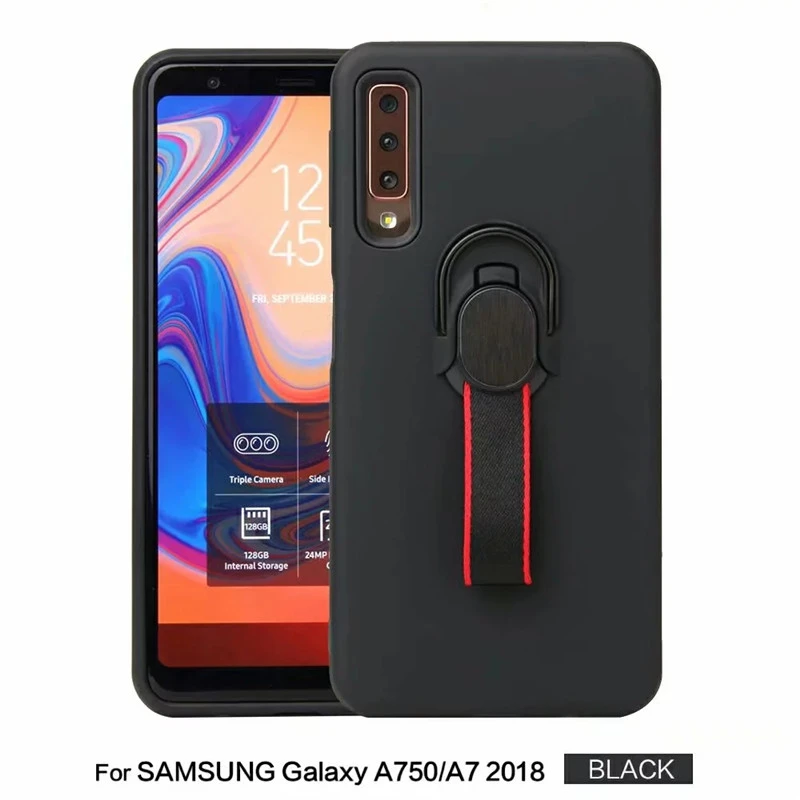 Для Samsung Galaxy A7 A9 2018 Мягкий силиконовый чехол с кольцом-стойкой противоударный