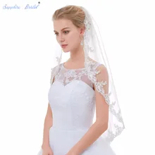 Сапфировые Свадебные реальные фотографии, однослойная винтажная кружевная Фата для невесты, вуаль duvak de mariee, белая и слоновая кость, свадебная фата