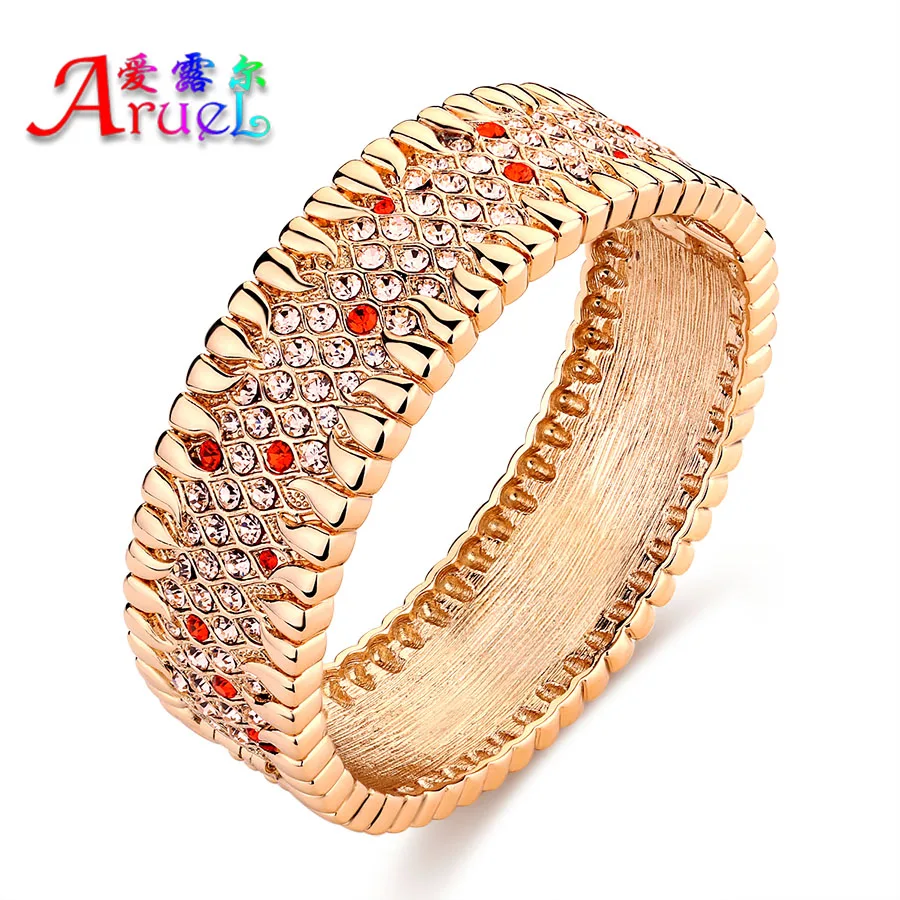 

new design jewelry gift Austrian crystal bangles Champagne gold color cuff fashion weddings carter bracelets femme for women
