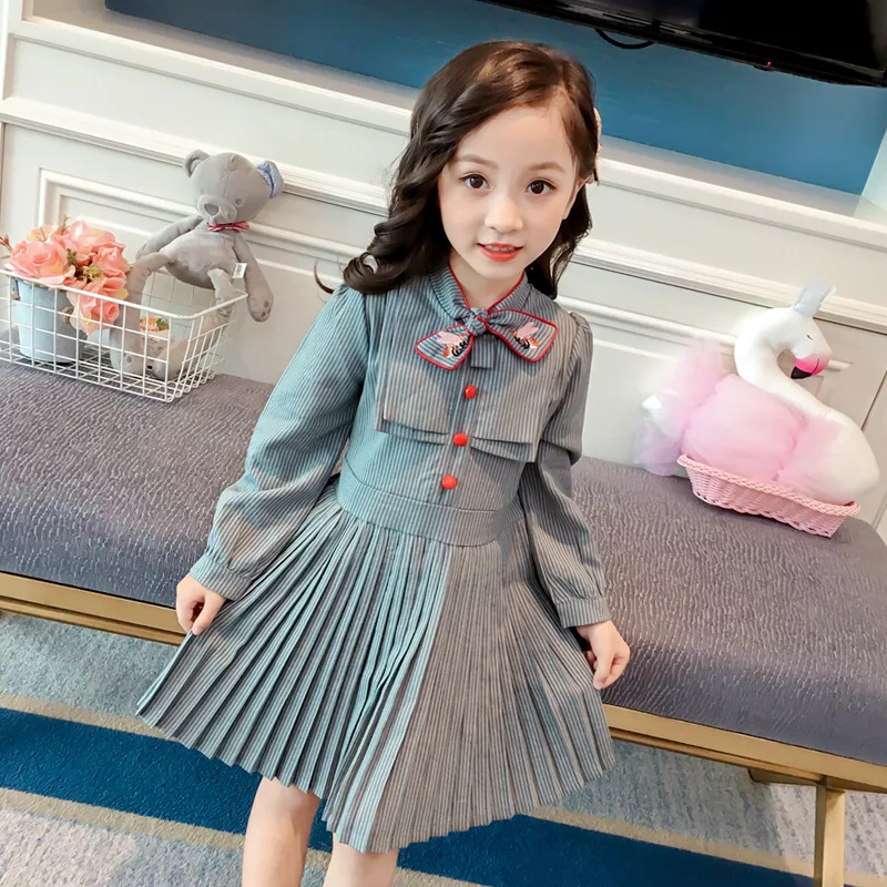 

Girls Dress Kids Clothes 2019 spring and autumn new cotton long-sleeved baby middle and small children's college wind dress