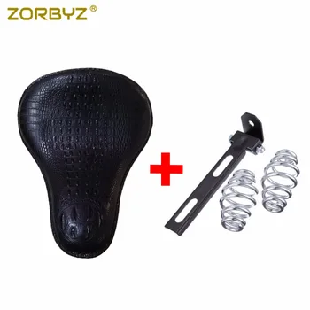 

Motorcycle Black Crocodile PU Leather Style Springs Solo Seat Fits For Suzuki Kawasaki Harley Chopper Bobber Sportster