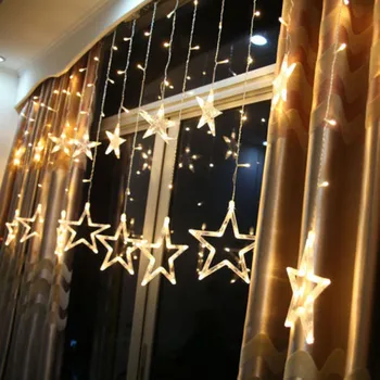 

2.5M 138LED Star String Fairy Light Window Lamps Home Garden Star Christmas Wedding Party Xmas Curtain Fairy String Lights