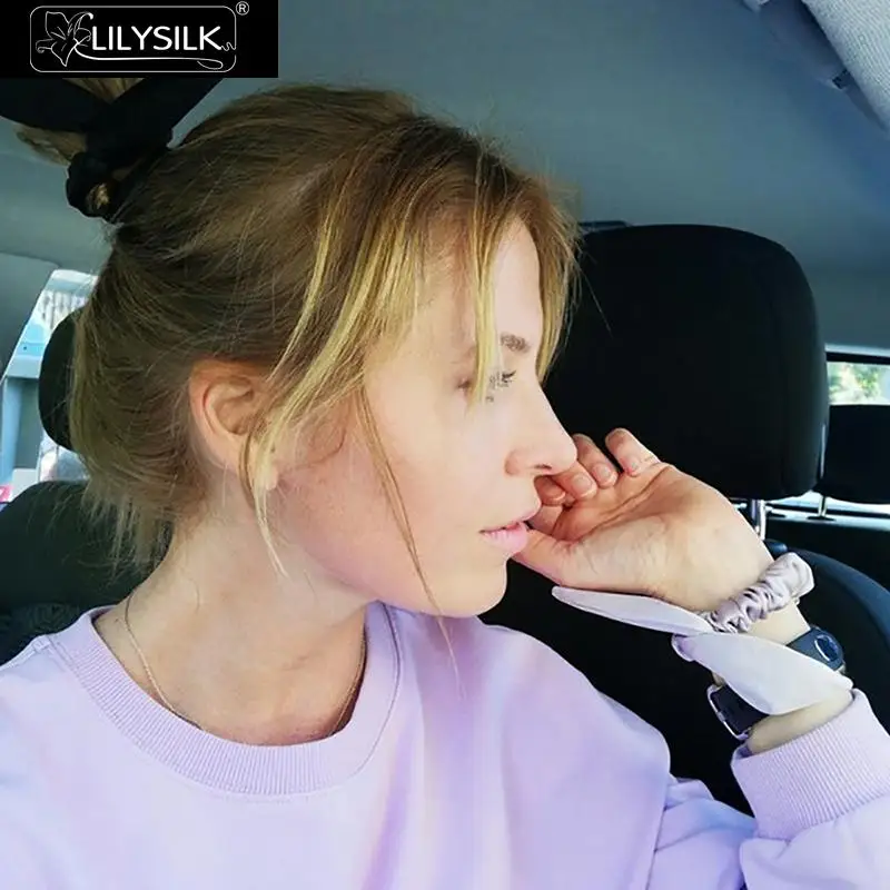LilySilk резинка для волос с кроличьими ушками Шармез для женщин 100 чистый шелк головной убор резиновый Аксессуары для девочек мягкий уход роскошный