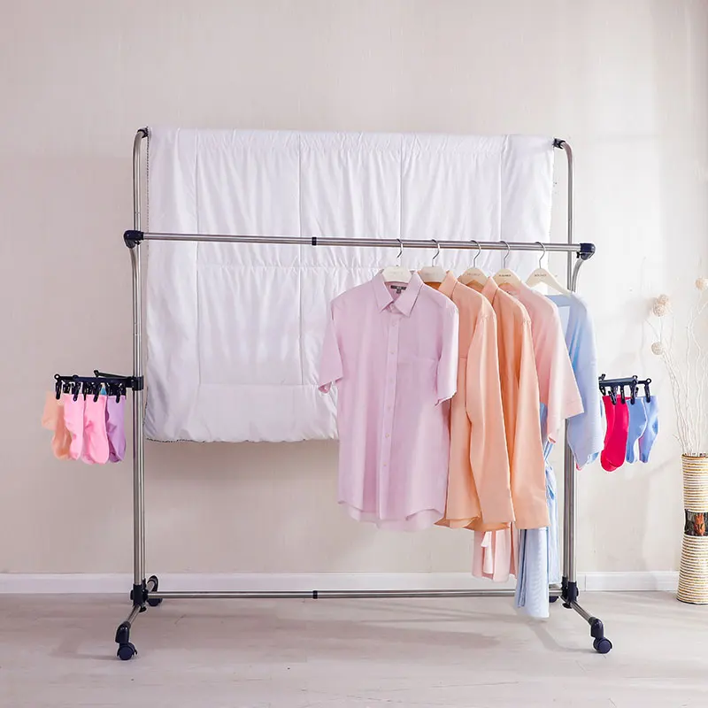  Length Width Adjusting Balcony Clothes Laundry Rack Outdoor Sheet Blanket Quilt Drying Rack with Wh