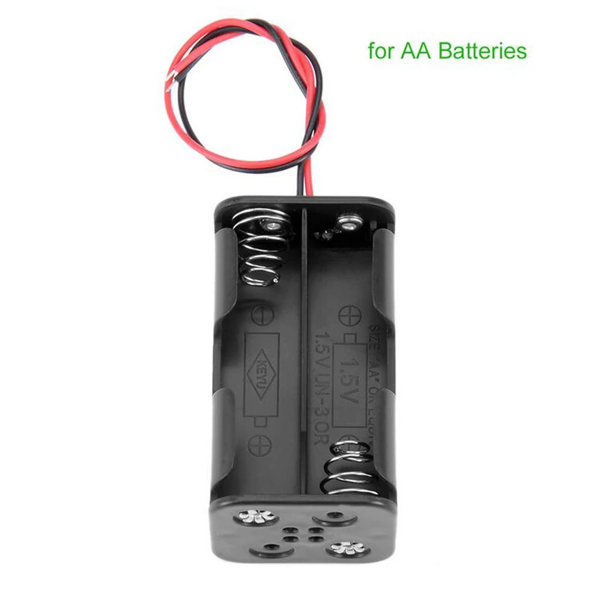 

Hot Sale Battery Holder 6V For 4 x AA Batteries Black Plastic Storage Box Case Dual Layers With Wire Lead