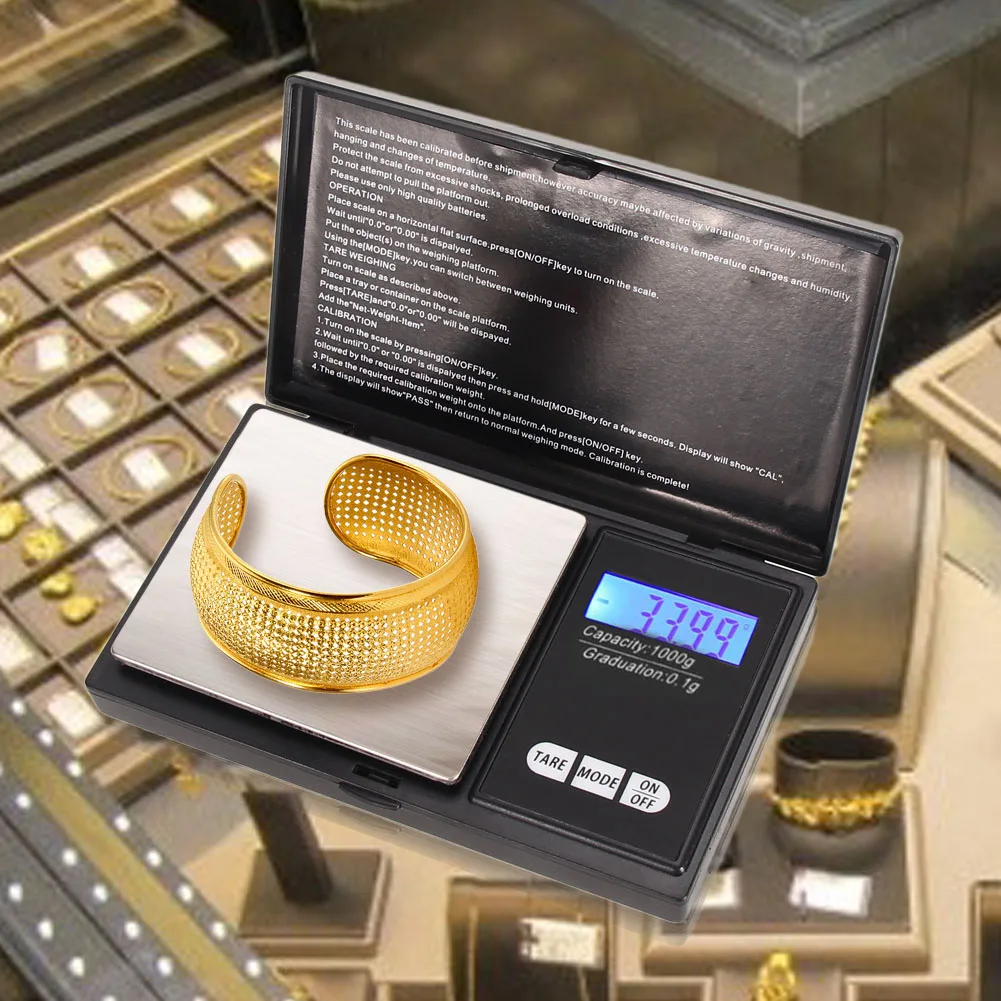 Мини точные цифровые весы 1000 г x 0,1 г ювелирные изделия золото серебро Монета грамм карманный размер дисплей единицы Карманные электронные весы