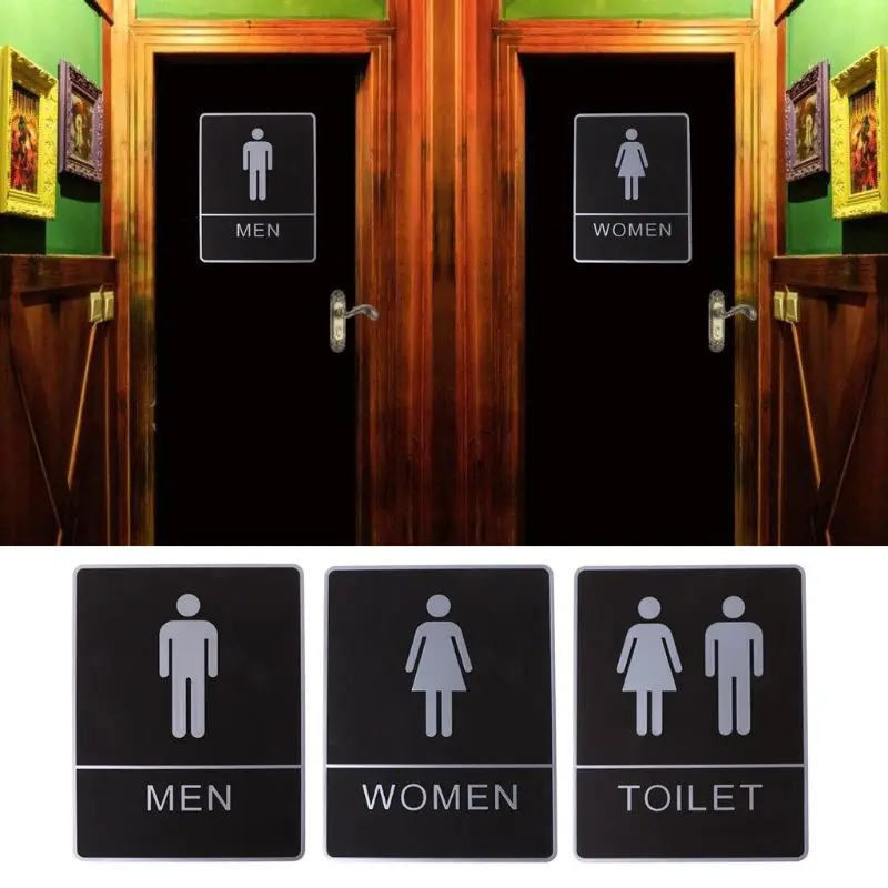 

6" X 8" Bathroom Sign Removable Back Adhesive Toilet Sign WC Sign Wall Stickers -DR56O