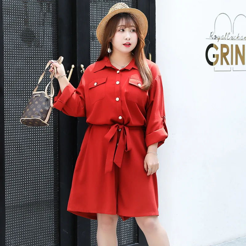 

2019 spring and summer models new Korean version of the XL women's fat mm200 kg was thin jumpsuit STX063