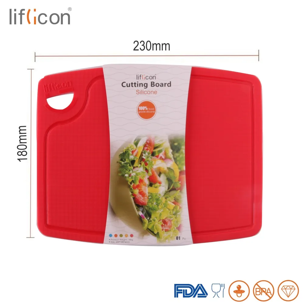 Liflicon Thick Cutting Boards for Kitchen Silicone Chopping Board Set of 2  Large14.6''x10.43'', Mini 9.1”x7.1” Non-slip Deep Drip Juice Groove Easy