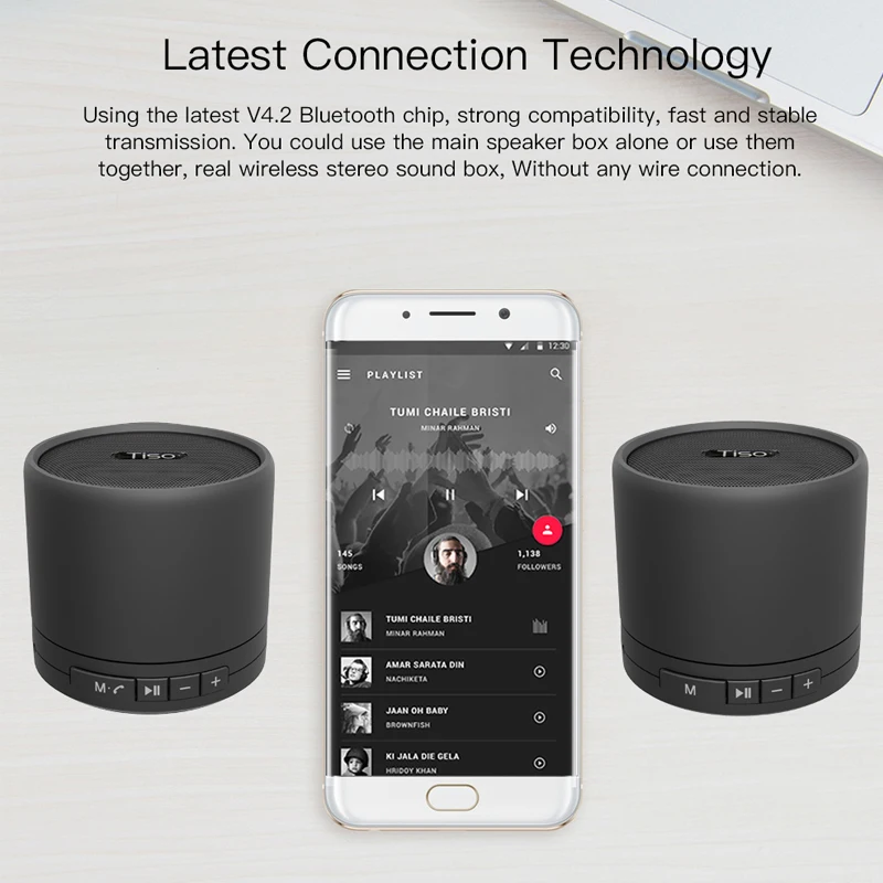 Тисо T5 СПЦ True Беспроводные стерео Bluetooth V4.2 колонки Металл 10 Вт мини портативный