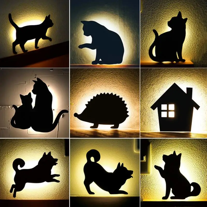 

New LED Motion Sensor Control Smart Sound/Light Auto Warm White Night Light Home Corridor Balcony Baby Kids Cute Cat Sleep Lamp