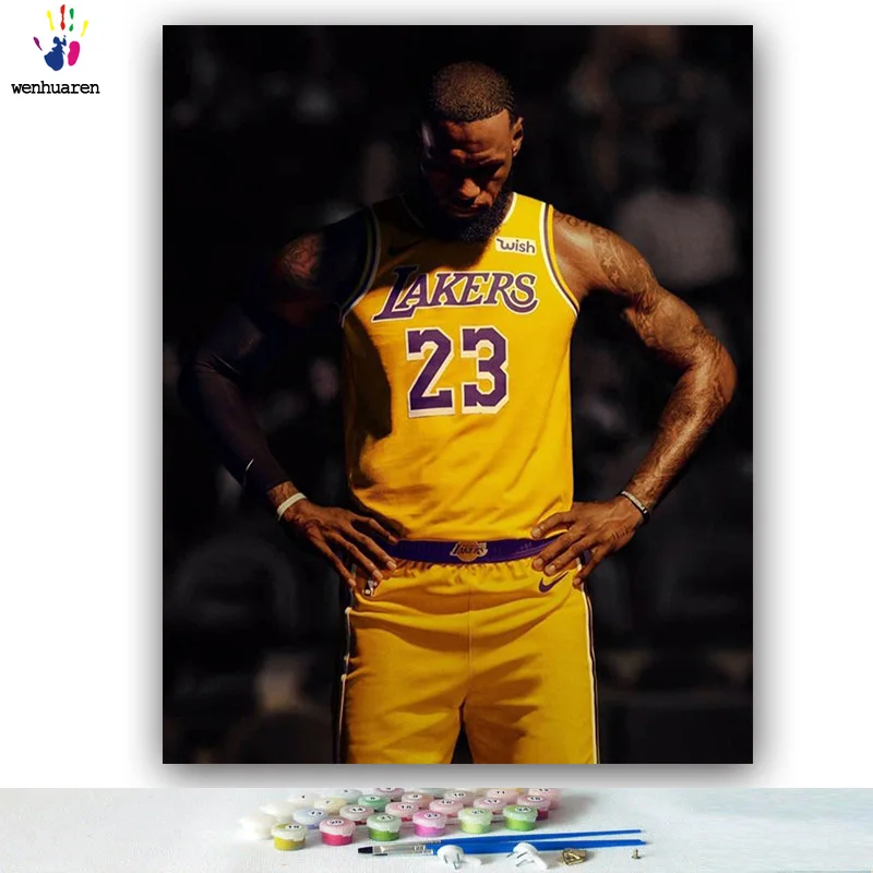 

DIY colorings pictures by numbers with colors Little emperor LeBron James picture drawing painting by numbers framed Home