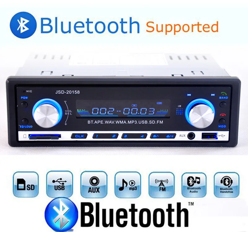  2015 New Digital Bluetooth Hands free Car Stereo Audio Music MP3 Player / FM radio / USB / SD with In Dash Slot AUX Audio Input 