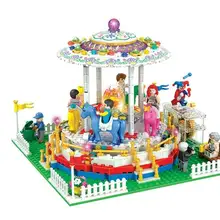 Городской уличный парк развлечений клоун модель карусели Строительные блоки Друзья кирпичные игрушки для девочек