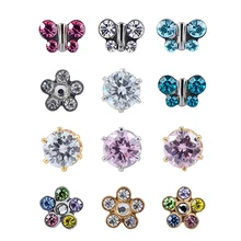 Хирургические серьги-гвоздики из нержавеющей стали для женщин и мужчин, пирсинг, CZ Кристалл, серьги-гвоздики, ювелирные изделия, Бабочка, Маргаритка, цветок, звезда, сердце