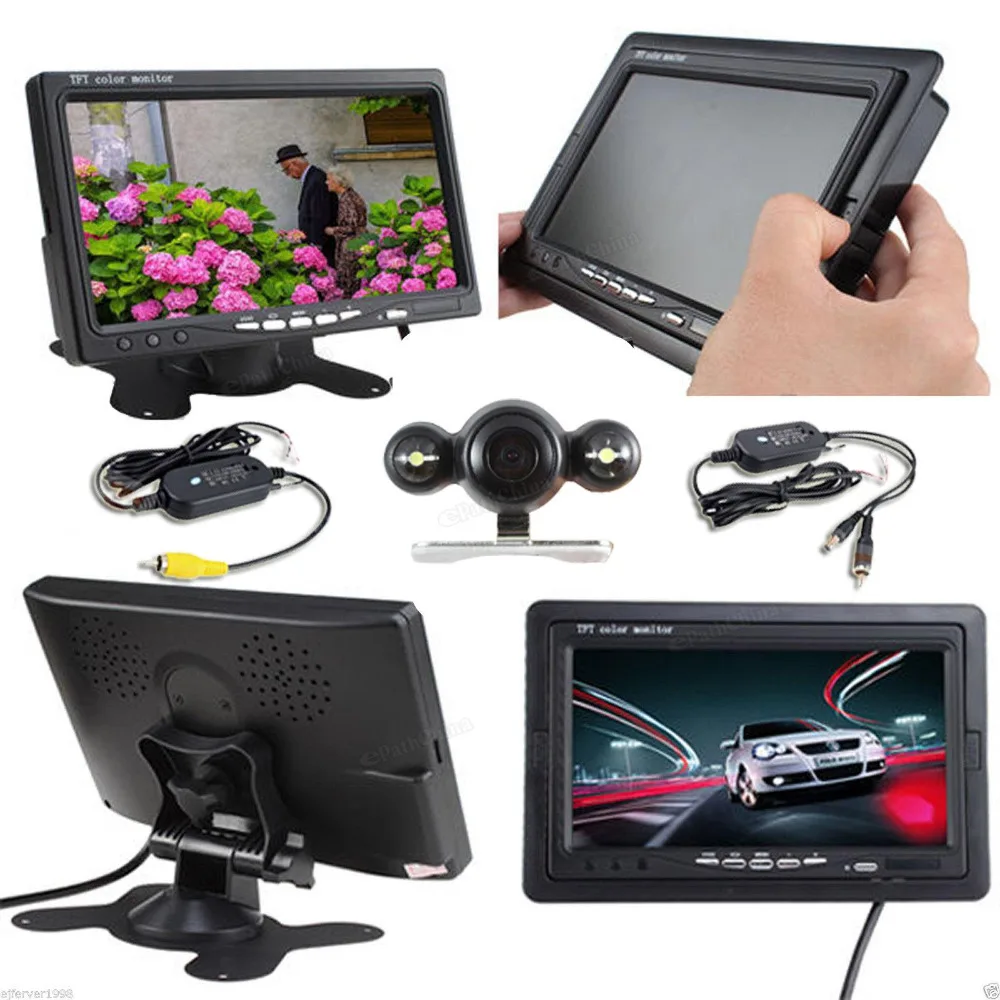 7 Inch TFT LCD Auto Car Rearview Headrest Monitor 2 Video Input Parking