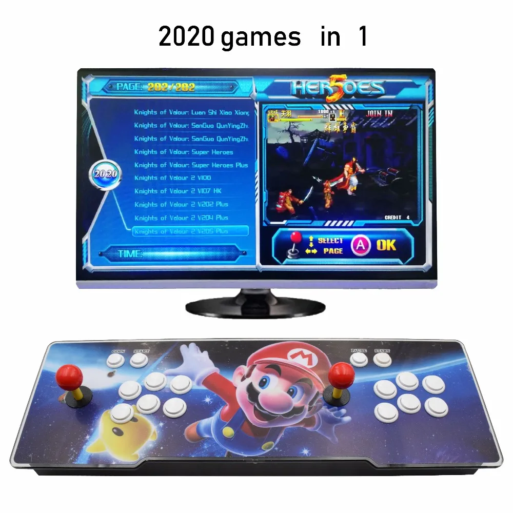 

Box Hero 5 in 1 Arcade Game Console with 2020 games for TV PC PS3 Monitor Support HDMI VGA USB with Pandora Video Arcade Machine