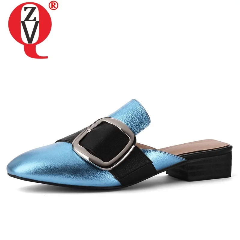 

ZVQ shoes woman 2019 summer new fashion handmade genuine leather woman slippers outside comfortable buckle three colors shoes