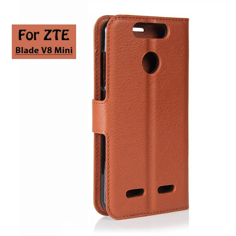 ZTE1350_1_Litchi Texture Wallet Leather Cover Case with Card Slots & Stand for ZTE Blade V8 Mini 5.0 inch