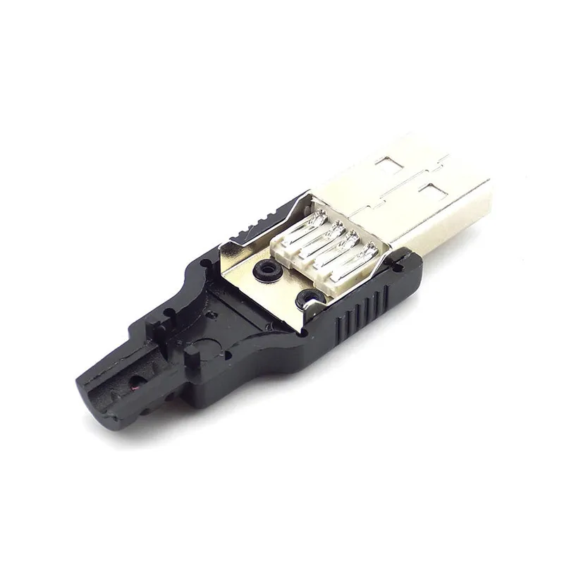 3 в 1 Тип A входящий штекер 2,0 USB разъем 4 контактный разъем с черным Пластик крышкой припоя Тип DIY разъем